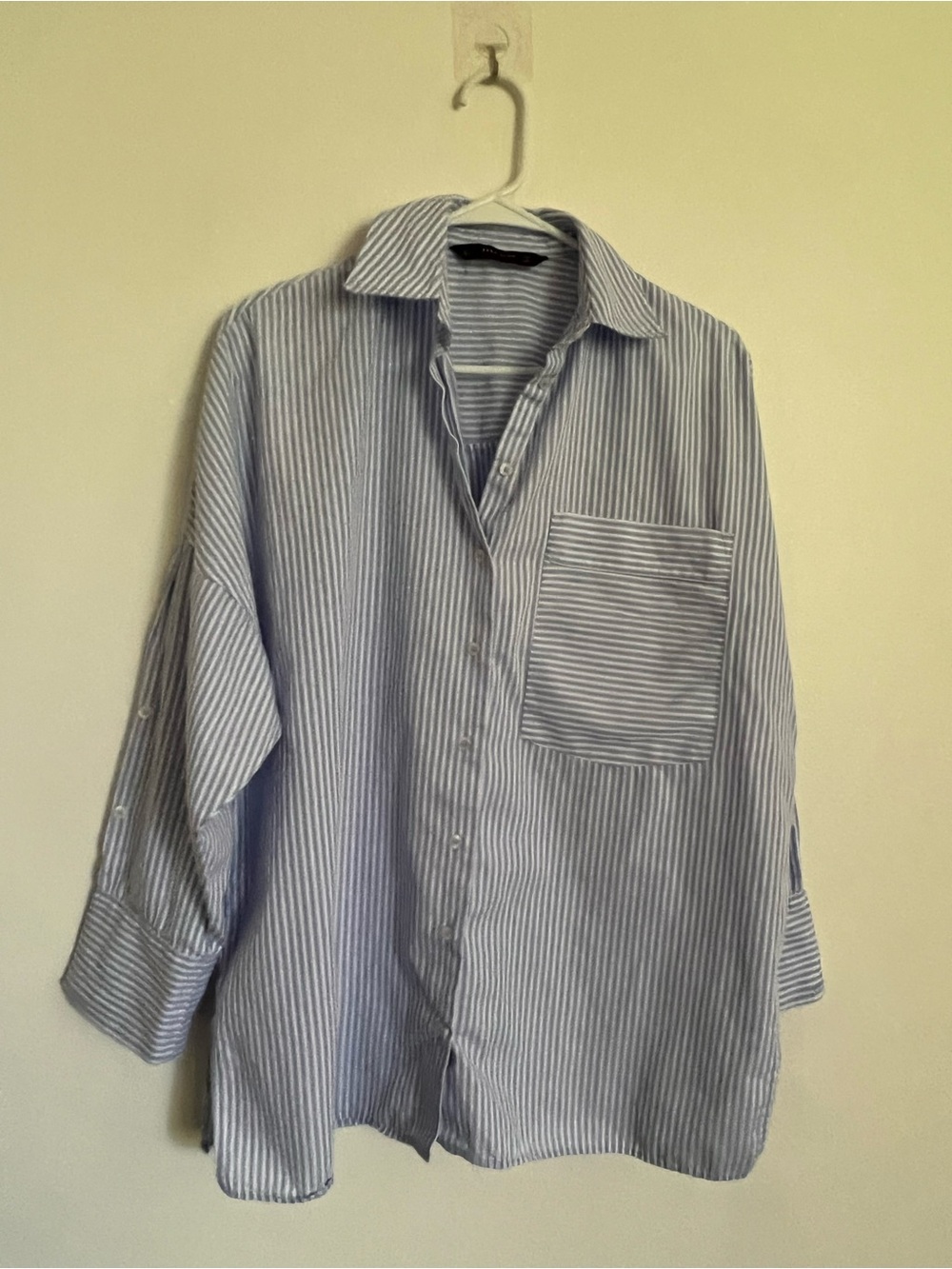 Zara Oversized Striped Blue & White Women’s Button-Up Shirt